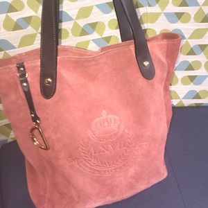 Rust orange suede Ralph Lauren handbag.